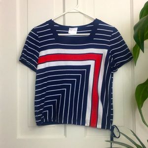 Aileen Vintage 90s Retro Stripe Knit Crop Top M